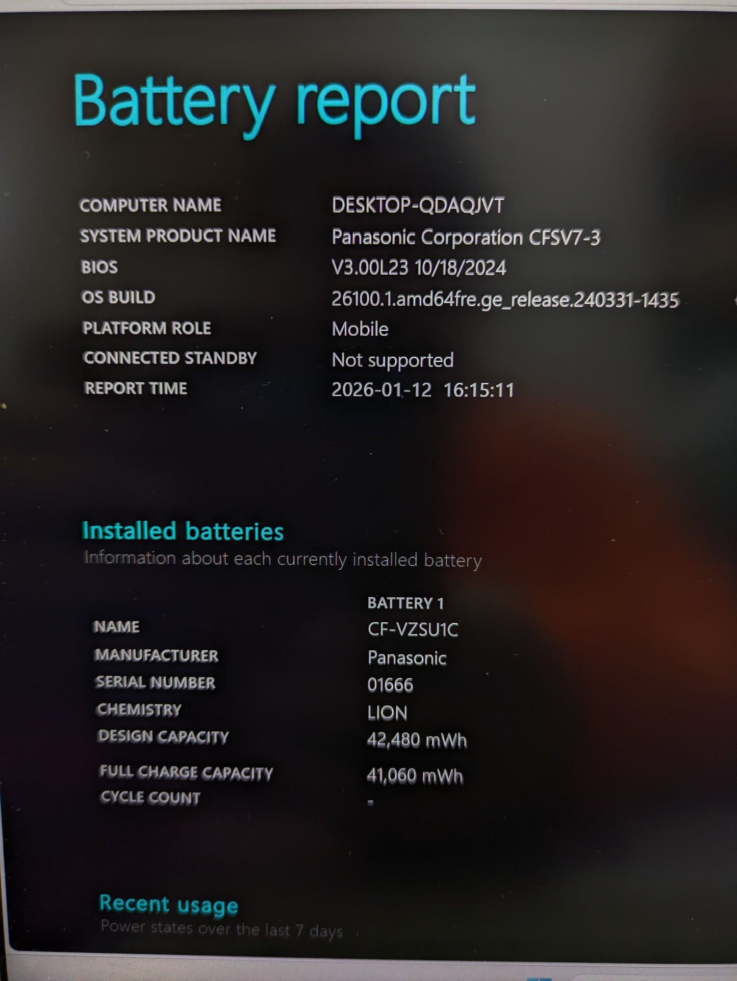 【深草店】ノートPC Panasonic CF-7RDCVS Intel Core i5-8350U Windows11 Pro 8GB SSD 256GB